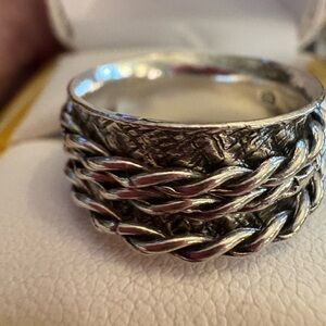 Silver Braided Women's Spinner Ring